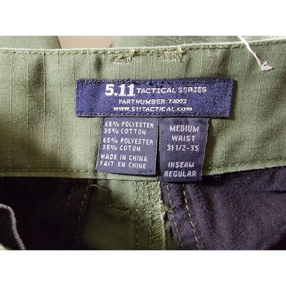 5.11 Tactical Green Cargo Work Pants 74003 - 31.5 x 35 - Picture 7 of 8